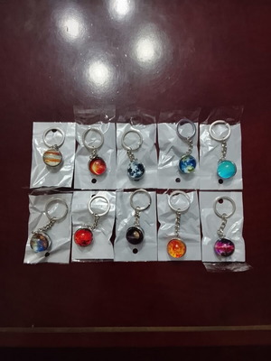 Planet keychains new, set of 10 metal solar system