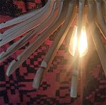 Λάμπα οροφής από ξύλινες κρεμάστρες - Χειροποίητη (Handmade lamp from wooden hangers)
