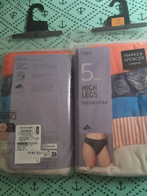Marks & Spencer High Legs Women's Underwear multicolor, new, pack of 10