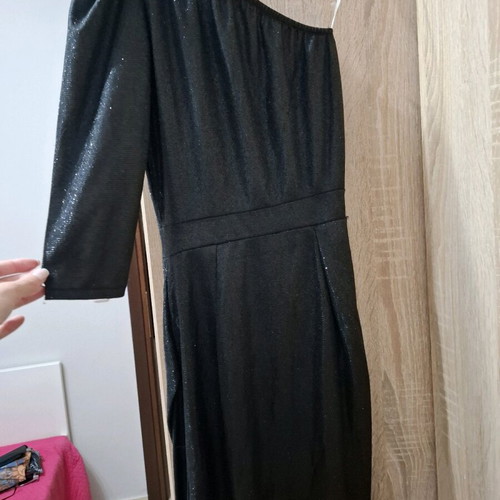 Dress new black with glitter and one shoulder