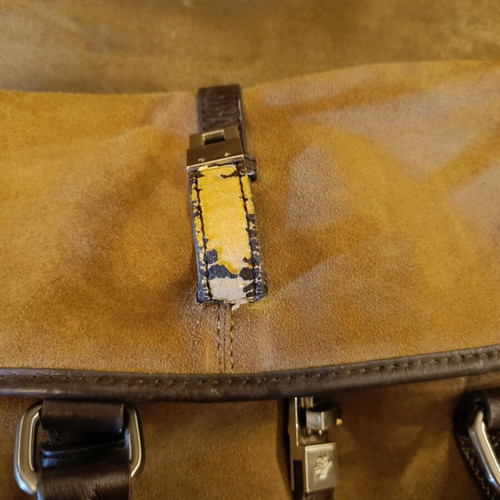Zara leather handbag used, beige and brown