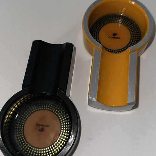 Cohiba aluminum cigar ashtrays with two cigar cutters and jet lighter