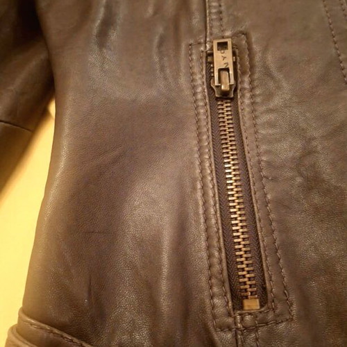DKNY Jeans leather women's jacket, brown and green