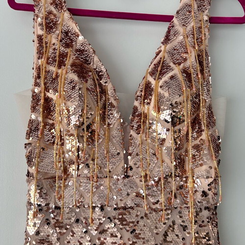 Long dress golden sequins like new, size S