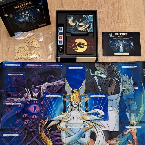 Kinfire Delve board game with playmat, like new