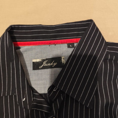 Junky men's striped dress shirt, black, size L