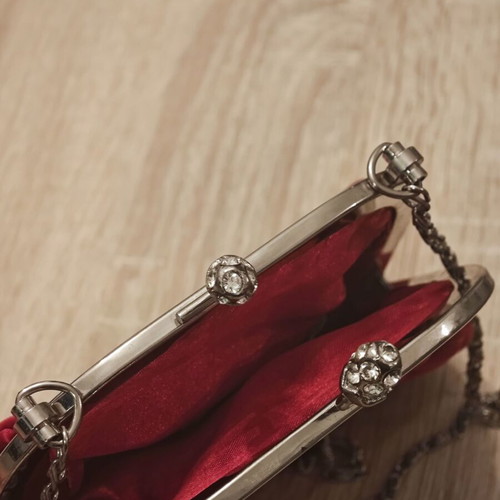 Evening bag used red satin Alexi Andrioti