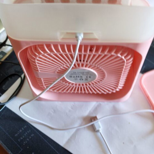 Mini Portable Air Cooler with Mist, Light & Timer, Pink, like new