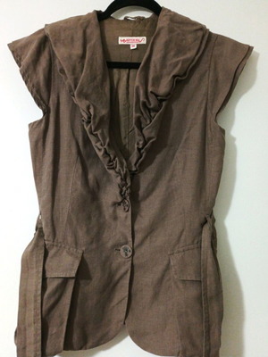 Vintage linen top medium with belt like new brown