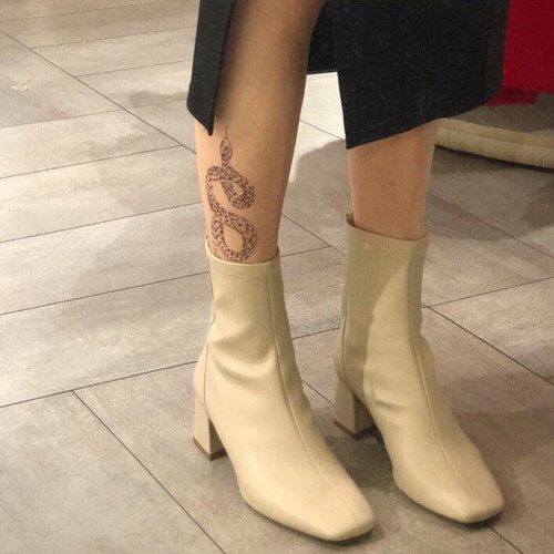 Stradivarius boots with heels like new, size 38, cream
