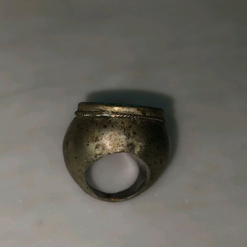 Turquoise tribal ring used, silver base