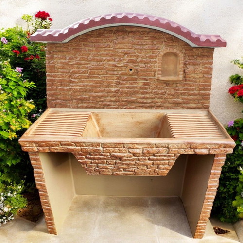 Garden sink Elena outdoor concrete beige and brown new