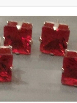 Elis earrings new, red square silver plated with crystals