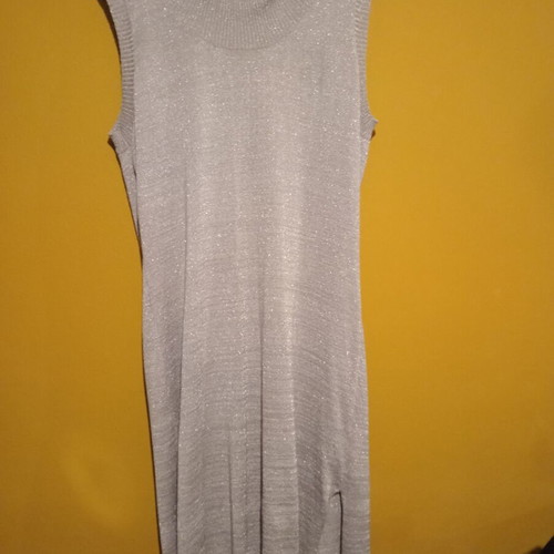 Oltre silver lurex sleeveless midi dress one size new