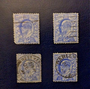 τέσσερα  αγγλικά γραμματόσημα king edward  four stamps