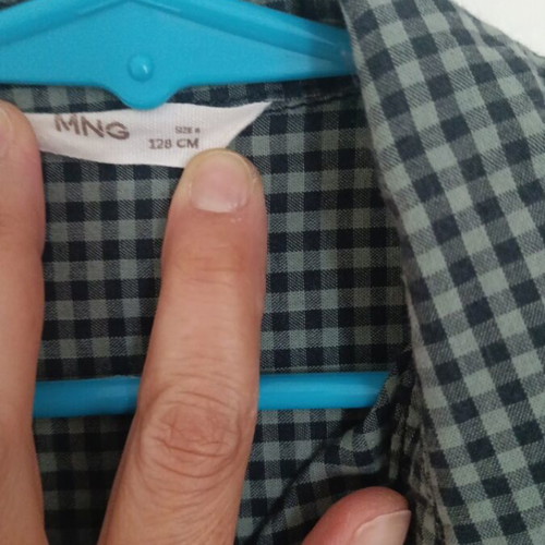 Mango boys' shirt size 128 cm like new, black and gray