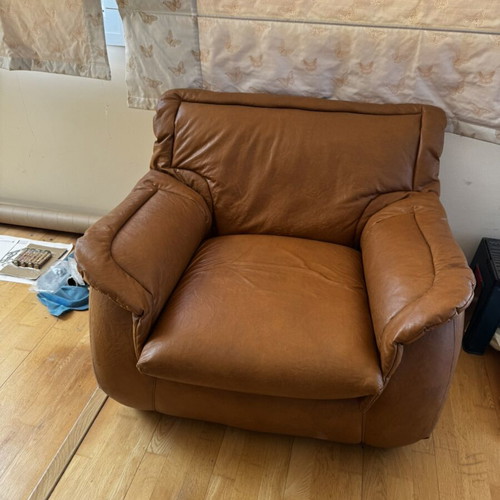 Leather sofa set, three-piece, genuine leather