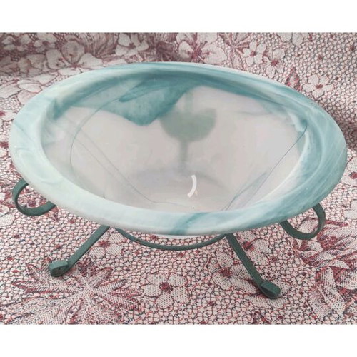 Ciel glass decorative platter with metal base like new