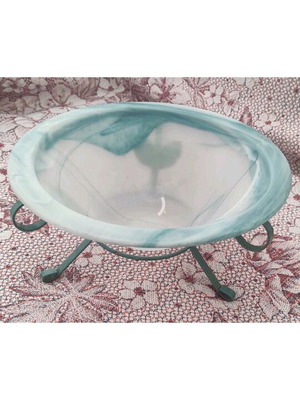Ciel glass decorative platter with metal base like new