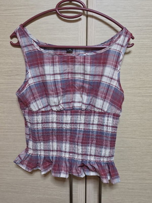 Shein summer sleeveless checkered blouse, never worn