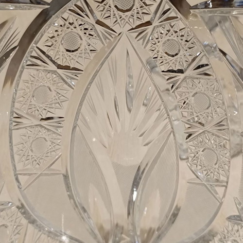 Bohemia vase and fondantière set used, carved crystal