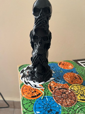 Wise Skulls 3D printed decoration new, black pla plastic