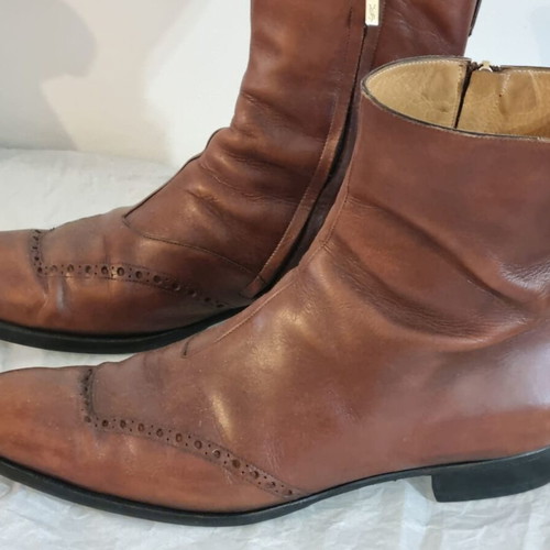 Yves Saint Laurent Rive Gauche leather Chelsea boots size 43.5 used, brown