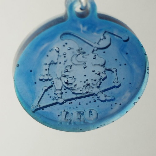 Handmade Zodiac Pendant Virgo Leo Sagittarius in Blue Resin