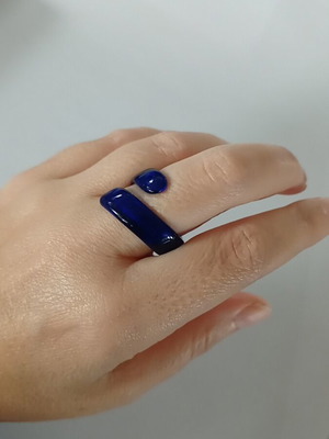 Blue translucent plastic ring like new