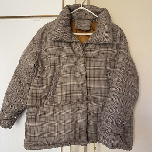 Puffer jacket, wide fit, grey beige