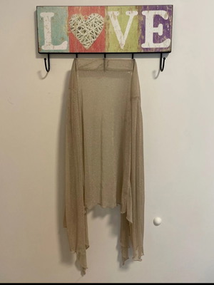 Bolero transparent with gold glitter like new, beige and gold