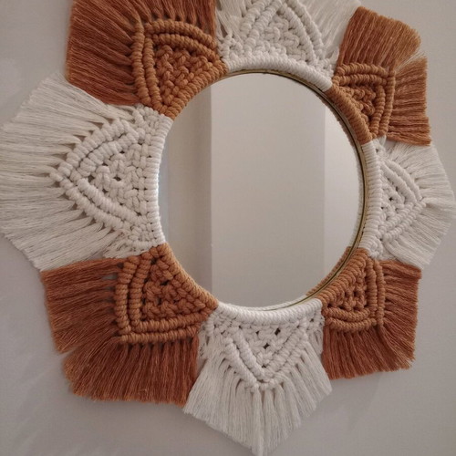 Macrame wall mirror like new handmade