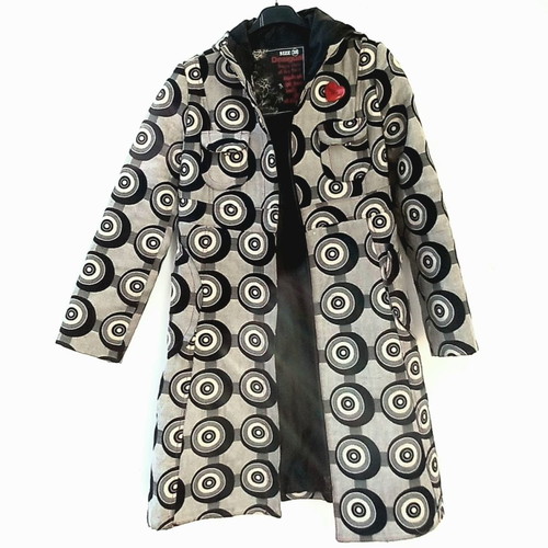 Desigual coat used size 38 with hood and red heart detail