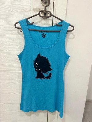 VTG Y2k Killer Kitty Blue Tank Top Size Large Like New