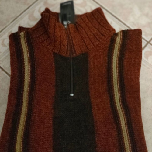 Men's sweater new, soft chenille, black multicolor, sizes M L