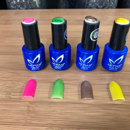 Set of 4 gel polish 5 ml bottles new, stained glass colors