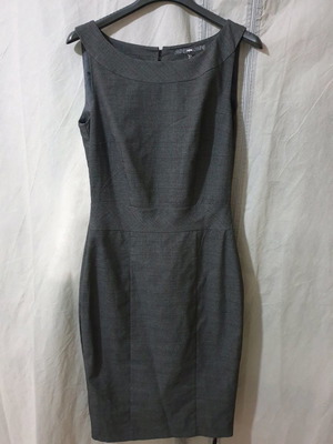 H&M dress used, gray with fine red lines, size S