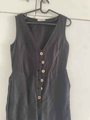 Linen jumpsuit Mango black used, size S