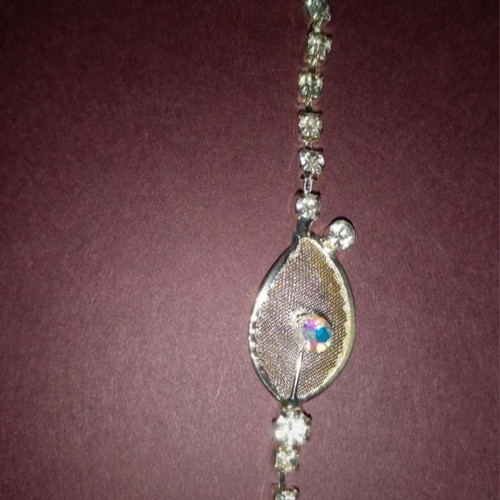Flower necklace and bracelet set silver faux bijou new
