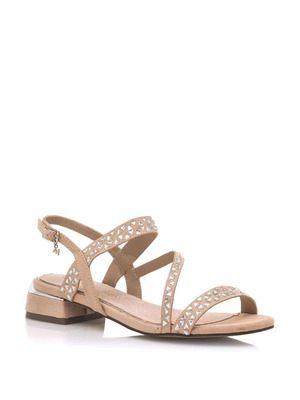 Low heel sandals beige new, suede, size 39