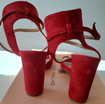 Tsakiris Mallas red sandals used with clutch bag