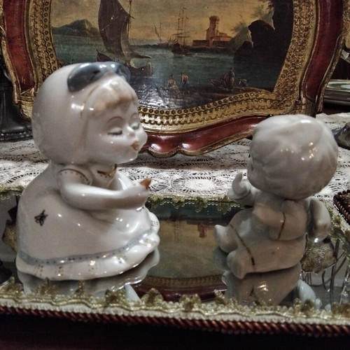 Vintage porcelain figurines set, like new, collectible decorative art