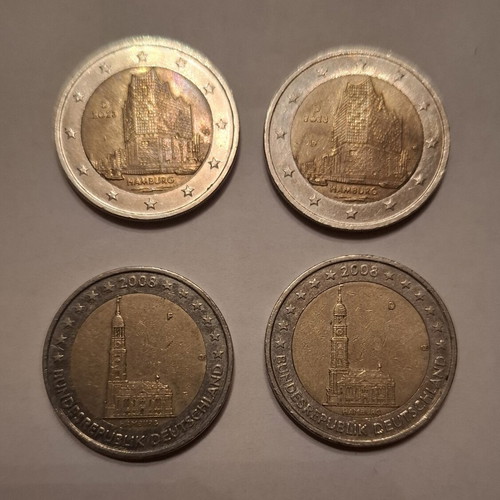 German commemorative coins set of 4 like new, 2 euro