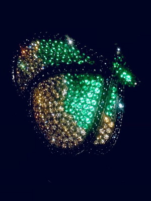 Butterfly Brooch Silver 925 With Zircon Stones Brown And Green New