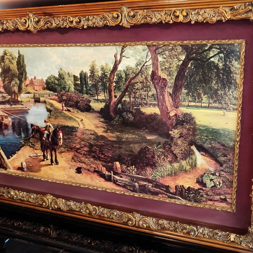 Vintage Flatford Mill Print by John Constable with Large Carved Frame used