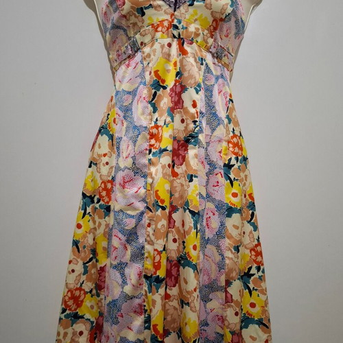 John Galliano Vintage Floral Print Stretchy Mini Dress Large, excellent condition
