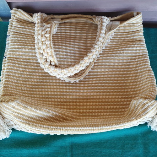 Beach bag Pearl n Carviar used, summer XL shoulder white and beige