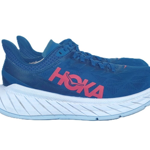 Hoka One One Carbon X 2 sports shoes used, blue and white
