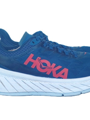 Hoka One One Carbon X 2 sports shoes used, blue and white
