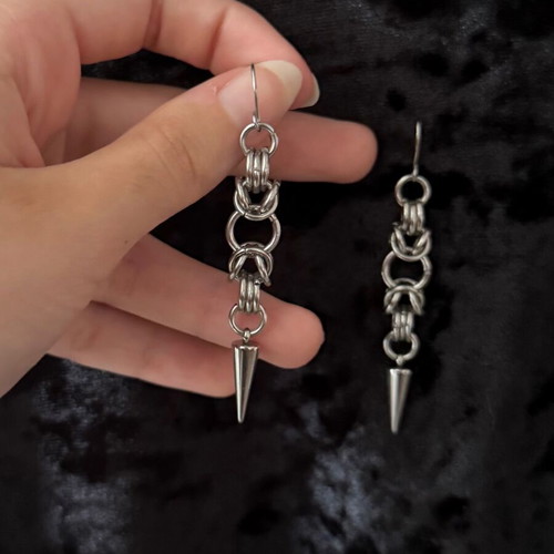 Chainmail earrings new, handmade stainless steel silver